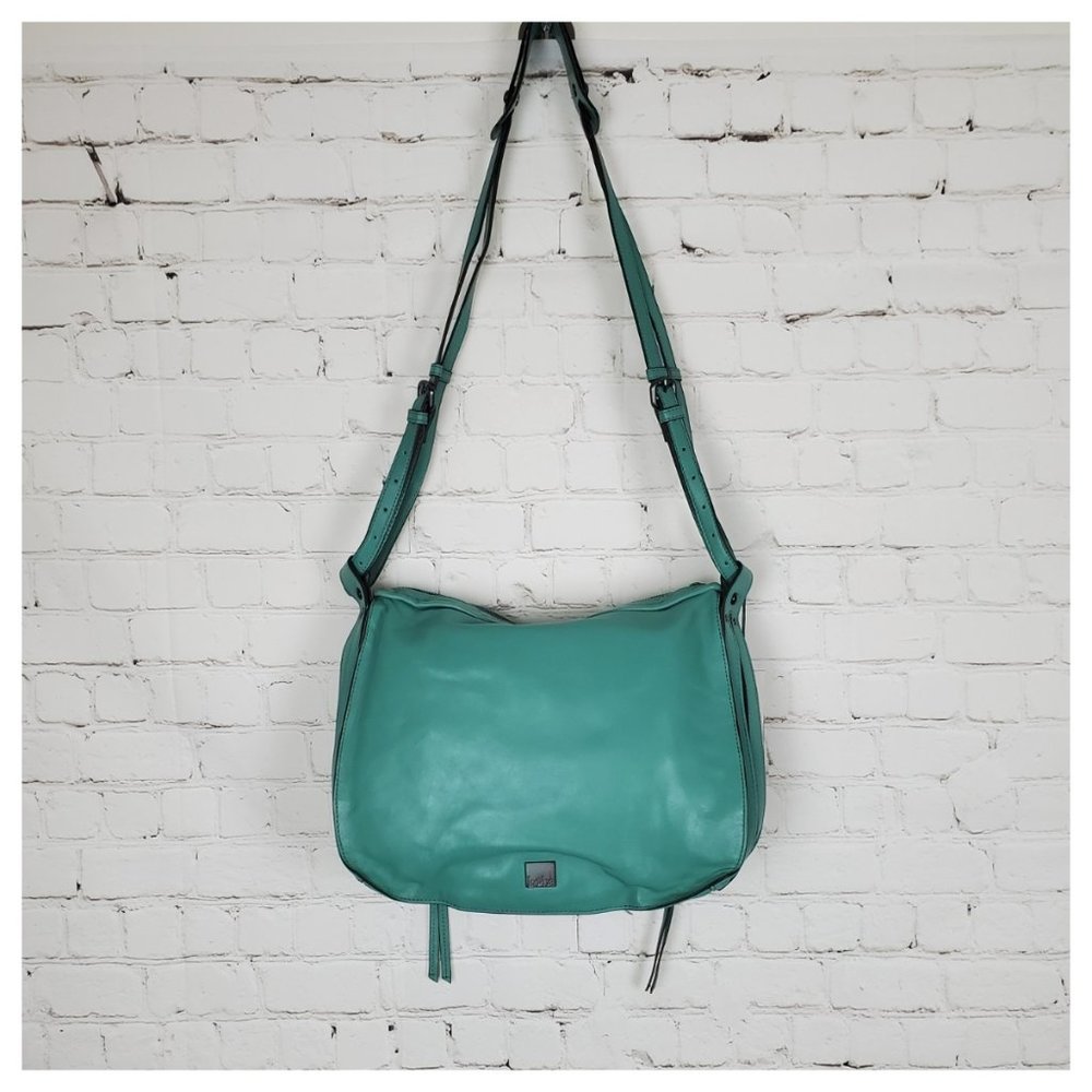 NWT Kooba Leroy Leather Cross Body Bag in Sea Glass blue teal - Picture 4 of 16
